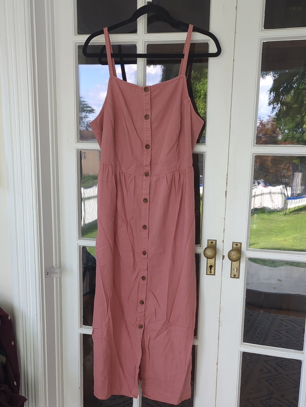 Old Navy - Dusty Rose Button-Front Midi Linen Sundress